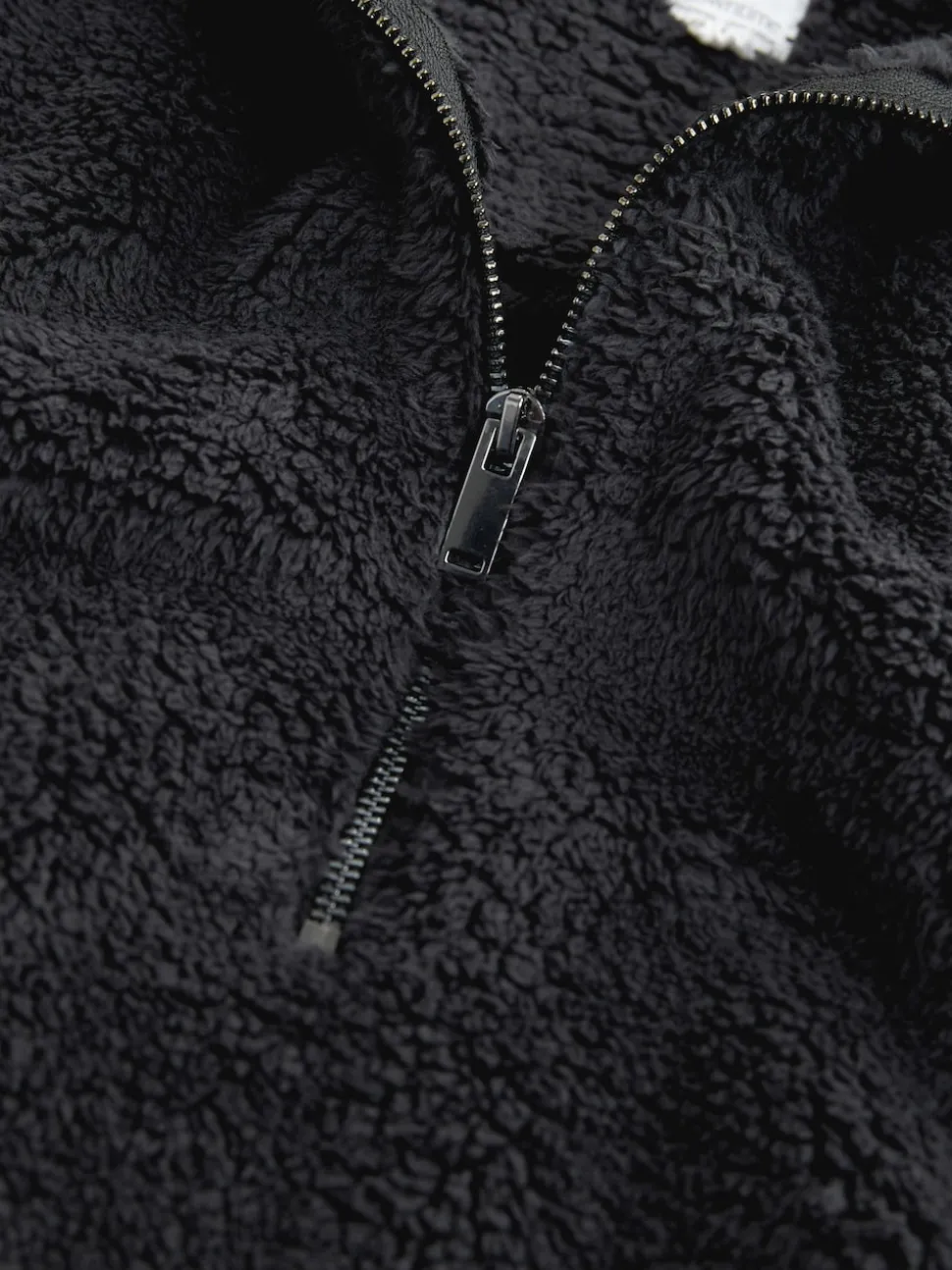 Zwart - Borg fleece met korte rits