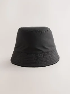 Zwart - Borg/Nylon Omkeerbaar vissershoedje