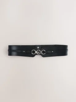 Zwart - Brede riem in korsetstijl