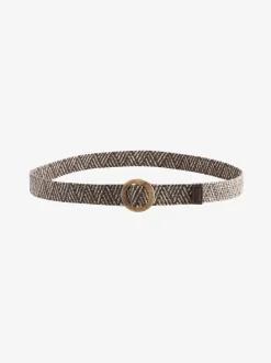 Zwart - Brede riem met raffia-effect en vierkante gesp