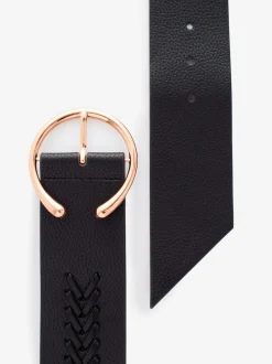 Zwart - Brede riem met vlechtdetail