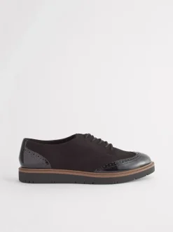 Zwart - Brogue Lace Up Chunky Sole Shoes