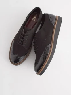 Zwart - Brogue Lace Up Chunky Sole Shoes