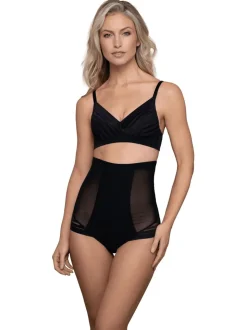 Zwart - Bye Bra Powermesh slip met hoge taille