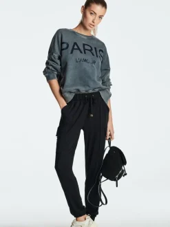 Zwart - Cargo jersey joggingbroek