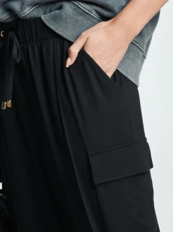 Zwart - Cargo jersey joggingbroek