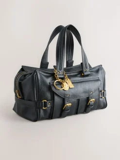 Zwart - Charm Buckle Hand Held Bag