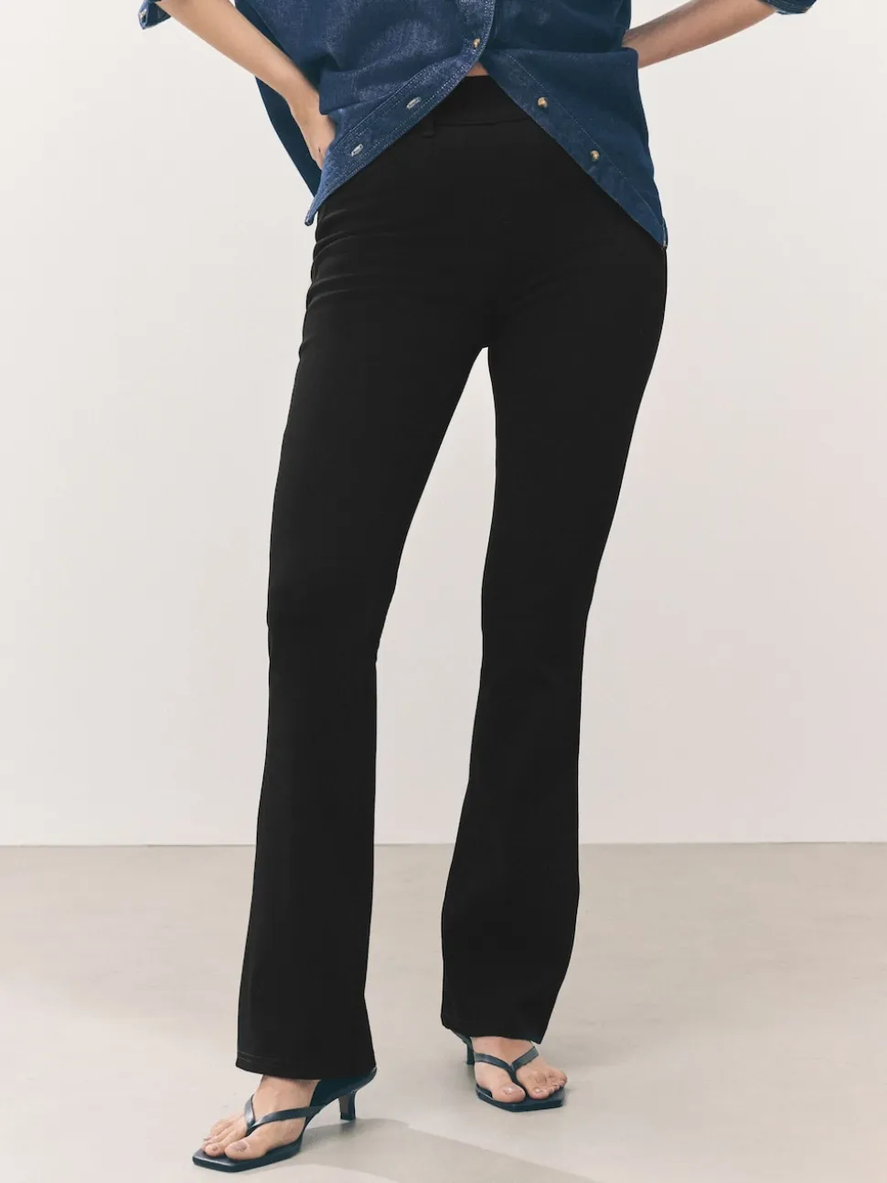 Zwart - Check Jersey Bootcut Leggings
