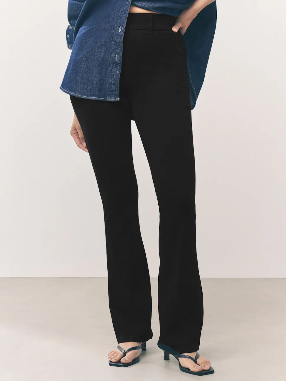 Zwart - Check Jersey Bootcut Leggings