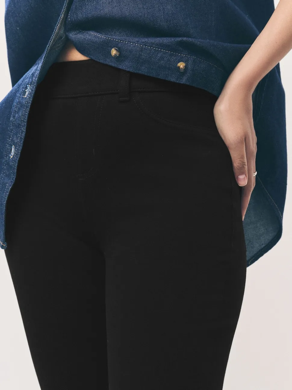Zwart - Check Jersey Bootcut Leggings