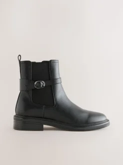 Zwart - Chelsea Boots met gesp