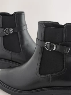 Zwart - Chelsea Boots met gesp