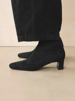 Zwart - Chisel Toe Block Heel Sock Boots