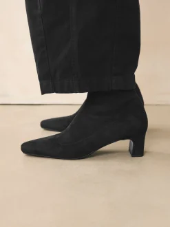Zwart - Chisel Toe Block Heel Sock Boots