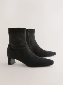 Zwart - Chisel Toe Block Heel Sock Boots