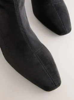Zwart - Chisel Toe Block Heel Sock Boots