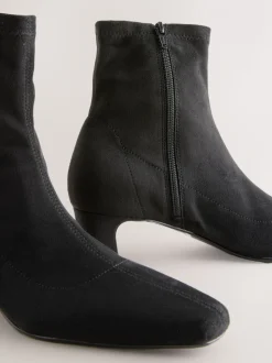 Zwart - Chisel Toe Block Heel Sock Boots