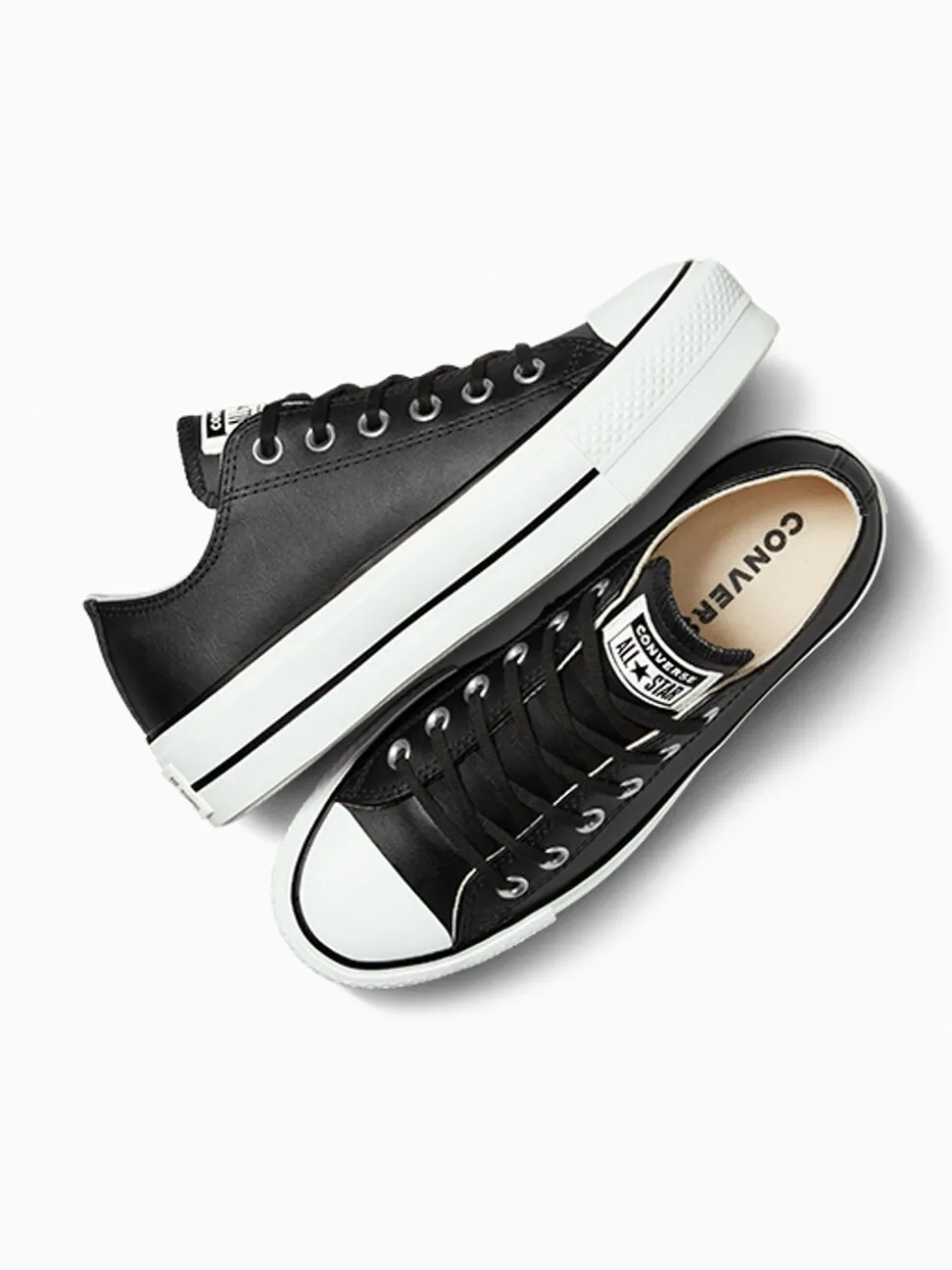 Zwart - Converse Platform Lift Chuck Ox sneakers van leer