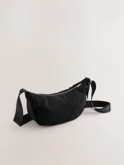 Zwart - Cord Effect Sling Bag
