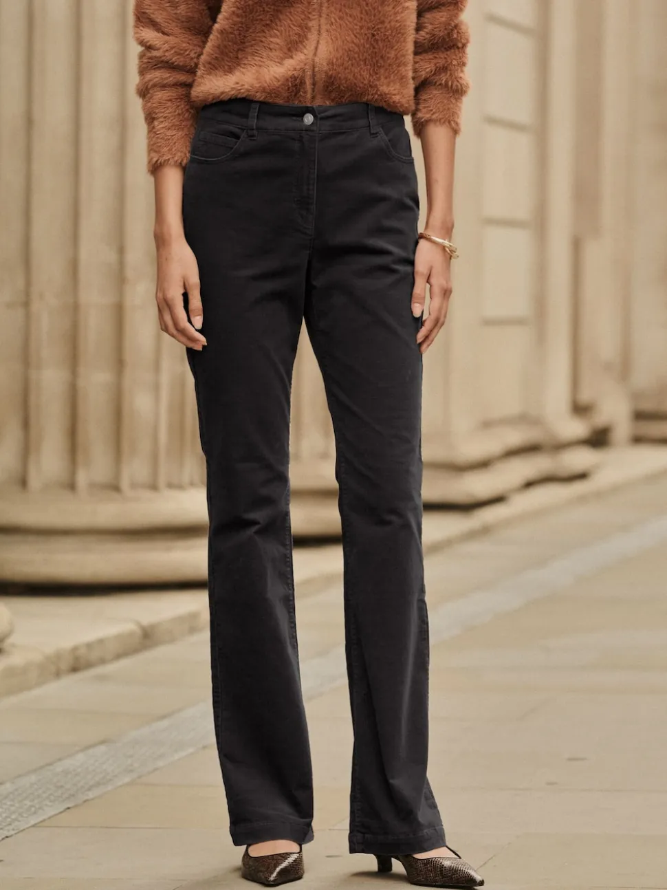 Zwart - Corduroy boot cut broek