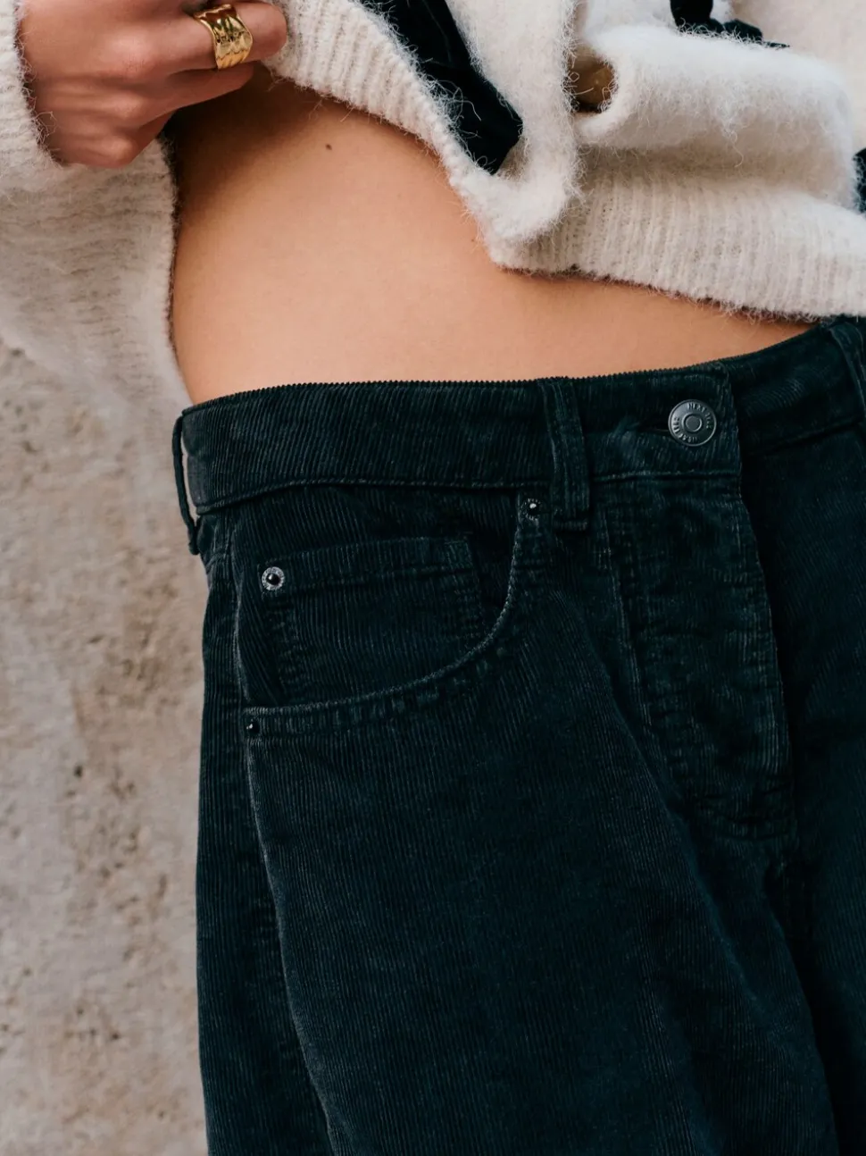 Zwart - Corduroy broeken Barrel jeans