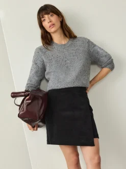 Zwart - Corduroy mini-wikkelrok