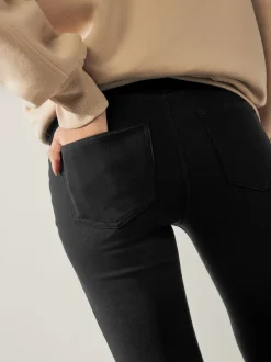 Zwart - Cropped denim jersey legging