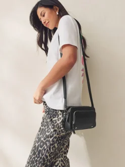 Zwart - Crossbodytas met dubbele rits