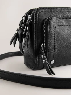 Zwart - Crossbodytas met dubbele rits