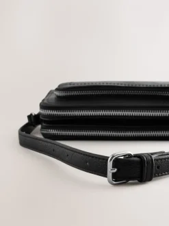 Zwart - Crossbodytas met dubbele rits