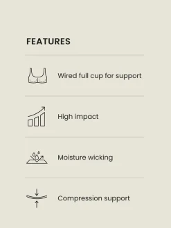 Zwart - DD+ Non Pad Full Cup Dry Tech High Impact Sports Bra