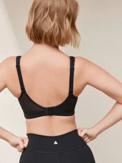 Zwart - DD+ Non Pad Full Cup Dry Tech High Impact Sports Bra