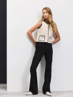 Zwart - Denim jersey legging met uitlopende pijpen