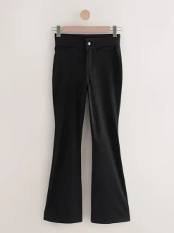 Zwart - Denim jersey legging met uitlopende pijpen