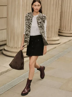 Zwart - Denim Patch Pocket Mini Skirt