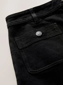Zwart - Denim Patch Pocket Mini Skirt