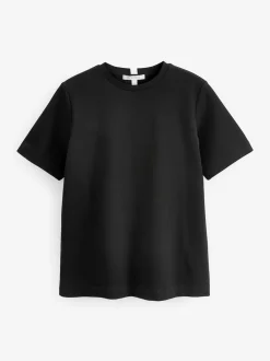 Zwart - Dik T-shirt met ronde hals en korte mouwen