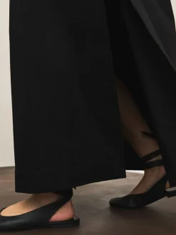 Zwart - Elastic Waist Cotton Blend Midi Skirt