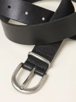Zwart - FatFace effen leren riem