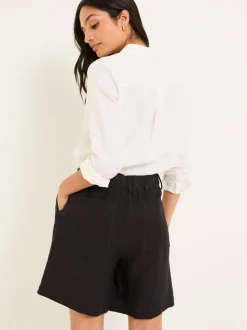 Zwart - FatFace linnen shorts