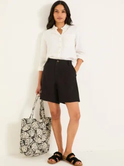 Zwart - FatFace linnen shorts