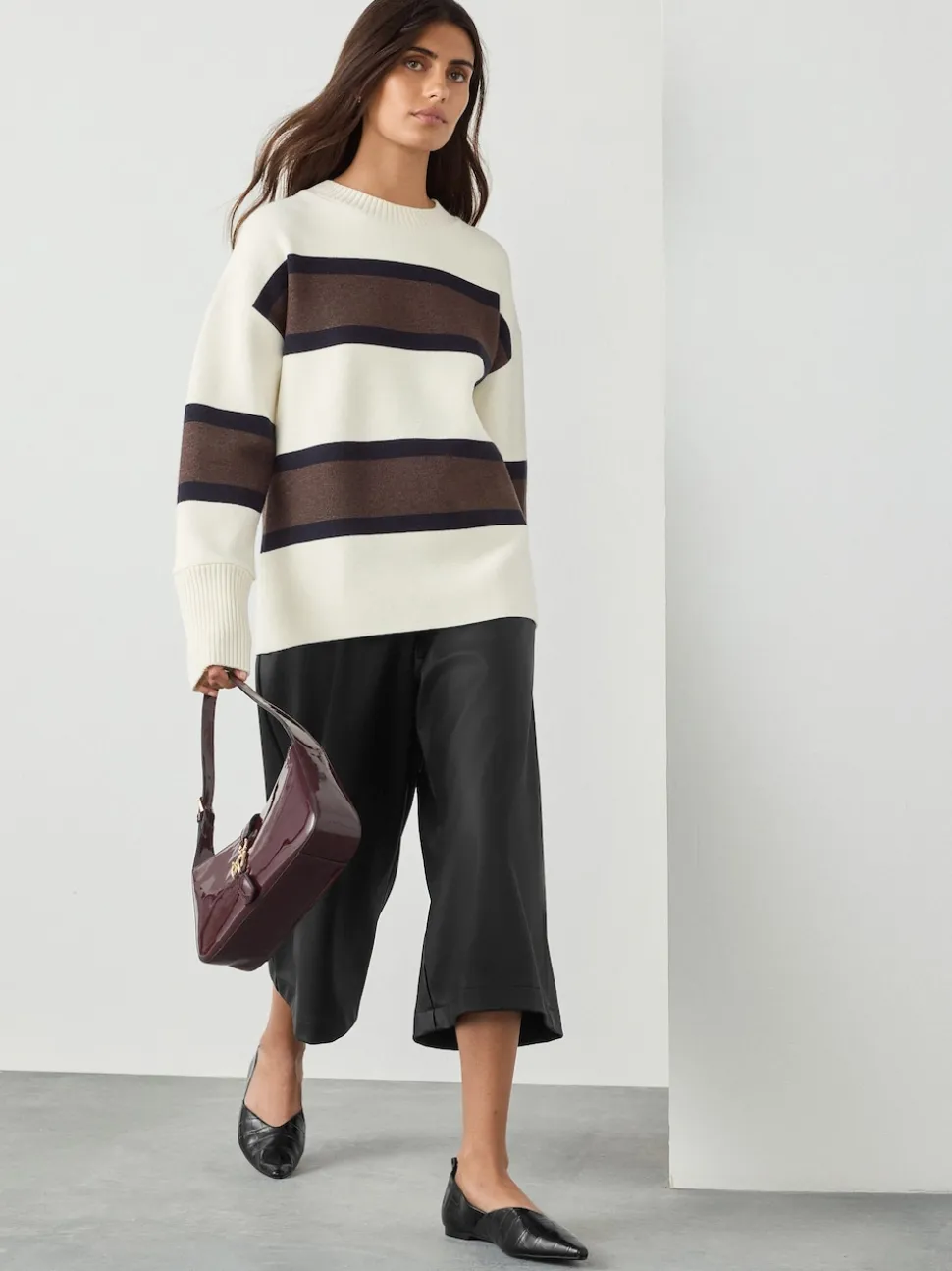 Zwart - Faux Leather Jort Trousers