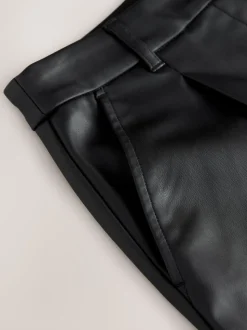 Zwart - Faux Leather Jort Trousers