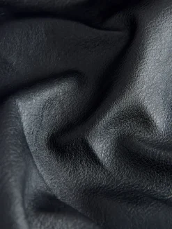 Zwart - Faux Leather Midi Kilt Skirt