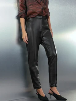 Zwart - Faux Leather Skinny Fit Trousers