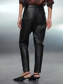 Zwart - Faux Leather Skinny Fit Trousers