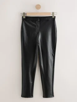 Zwart - Faux Leather Skinny Fit Trousers