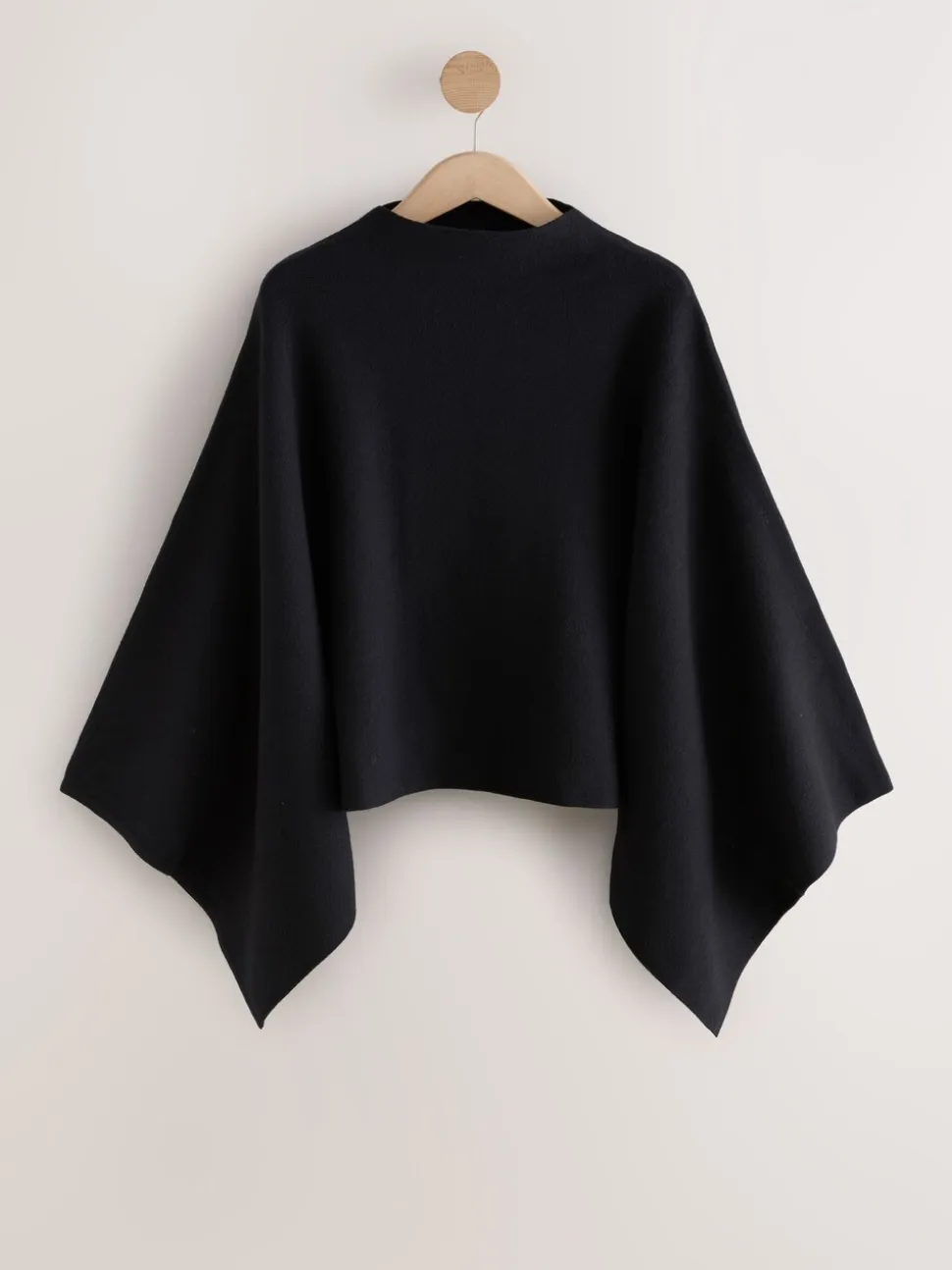 Zwart - Fine Knit Cape Poncho
