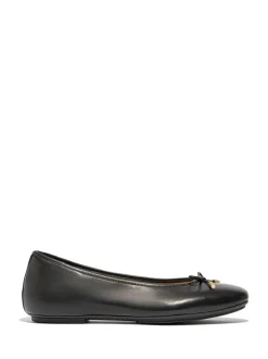 Zwart - FitFlop Delicato Bow Soft Leather Ballet Flats