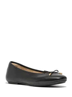 Zwart - FitFlop Delicato Bow Soft Leather Ballet Flats